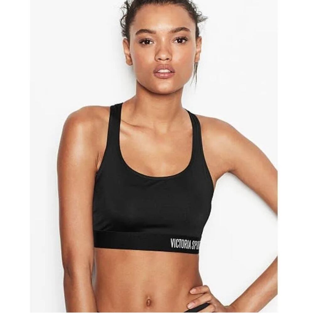 Victoria's Secret The Player Racerback Strappy Side Black Sports Bra